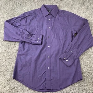 George Button Up Shirt Men's Medium Plum Long Sleeve Pocket Cotton Blend - Picture 1 of 8