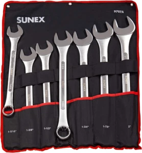 9707 Jumbo Set di chiavi combinate frazionarie, 7 pezzi (include custodia a rullo), SA... - Foto 1 di 12