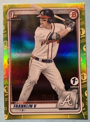 JESSE FRANKLIN V 2020 BOWMAN 1st Edition True YELLOW REFRACTOR /75 AtlantaBraves - Image 1 of 4