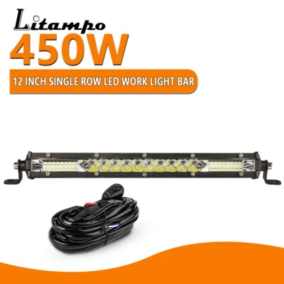 Kit de cableado combinado de parachoques de barra de luz LED de trabajo de 12 pulgadas para conducción SUV ATV Foto 1 de 4
