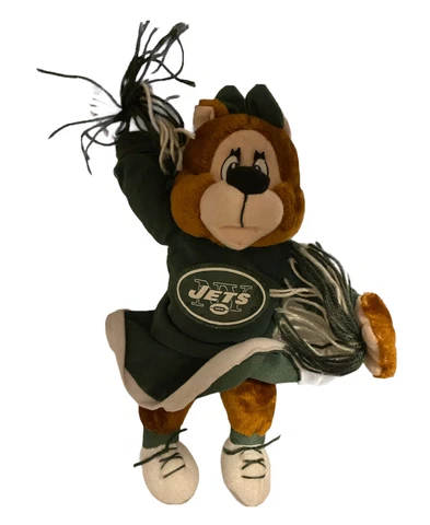 New York Jets 1999 Cheerleader Bear Nanco Official NFL Product 11” Retired Plush Cover