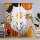 2 Panel Boho Abstract Leaves Light Filtering Curtains (52"X84")