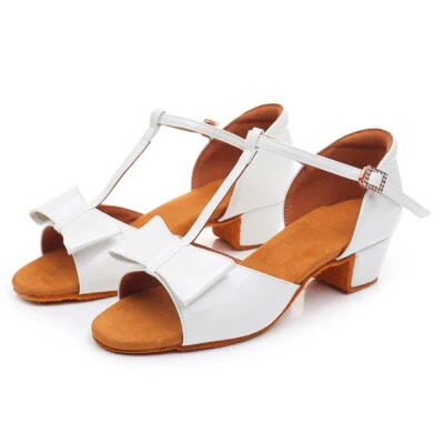 Zapatos de baile latino de salón niñas niños mujeres zapatos de tango salsa interior tacón bajo Foto 1 de 4