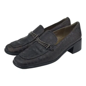 Stuart Weitzman Women's 7.5 M Brown Embossed Leather Loafers Low Heel Clogs - Picture 1 of 11