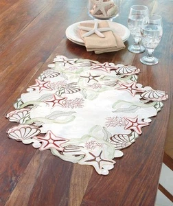 Coastal Nautical Seashell Starfish Cutout Dinning Table Placemat Set Decor - Picture 1 of 2