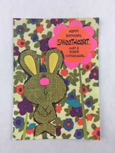 Vintage Sweetheart Birthday Card Bunny Rabbit Flower Gibson New Made in USA
