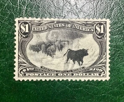 Scott 292 $1 Cattle in Storm Trans-Mississippi XF Used PSE Graded 90 (1898) - Image 1 of 4