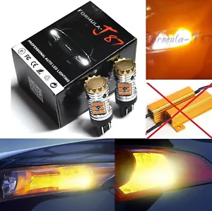 Hyper Flash Free LED Light 7444 CK Amber Two Bulbs Front Turn Signal Upgrade Fit - Picture 1 of 12