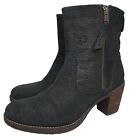 Taos Shaka Boots Womens Sz 36 EU 5.5 US Textured Suede Block Heeled Black Bootie