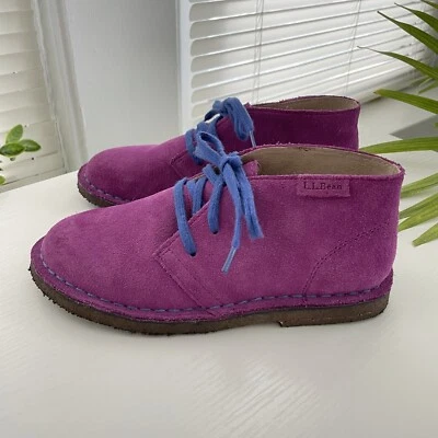 LL Bean Kids Purple Suede Lace Up Chukka Oxford Boots Size 2 - Image 1 of 4