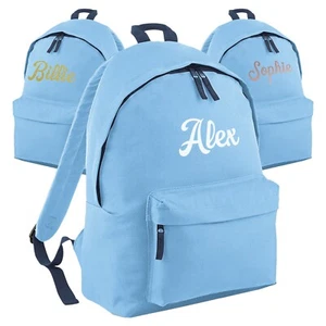 Personalised School Backpack in SkyBlue With Custom Name For Kids Or Childrens - Picture 1 of 6