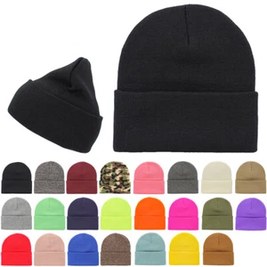 Cálido invierno tejido puño gorro gorra diario esquí sombrero  - Imagen 1 de 97