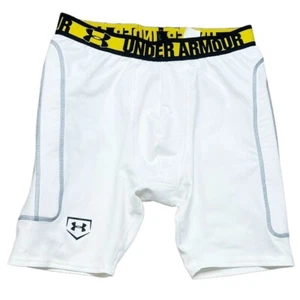 Under Armour Shorts Youth Size XL White Yellow Black Padded - Picture 1 of 3