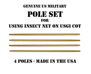 SET of 4 WOOD POLES FOR MOSQUITO BUG NET INSECT BAR NETTING US MILITARY COT NOS - Picture 1 of 5