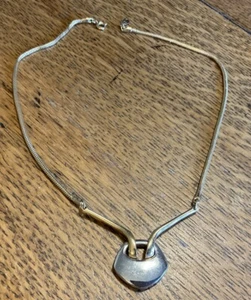 "Collar Gargantilla Vintage Arte Amway Destacado Oro Plata Dos Tonos 15" - Imagen 1 de 5