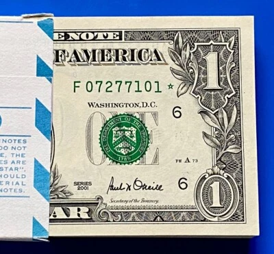 2001 STAR NOTE ATLANTA $1 Dollar Bill , consecutive,uncirculated *GEM* - Image 1 of 3