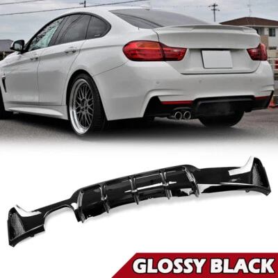 For 2013-20 BMW 4-Series F32 F33 F36 428i 430i M Sport Rear Diffuser Gloss Black - Image 1 of 4