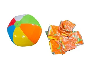 ( LOT of 25 Pcs ) Beach Balls 24" - Large Rainbow Beach Ball Inflatable Pool - Picture 1 of 6