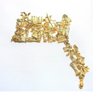 EUC Goldton Zehn Gebote Figurale Nachstellungen christliche Bibel Pin Brosche - Bild 1 von 4