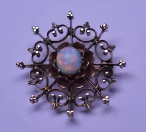 ANTIQUE 10K YELLOW GOLD OPAL WATCH CHATELAINE PIN - Picture 1 of 6