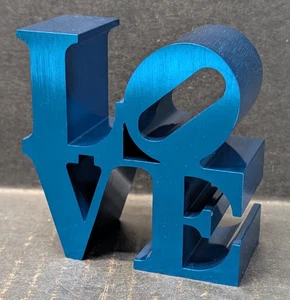 Robert Indiana Brushed Aluminum 3” LOVE Pop Art Sculpture Paperweight c.1970 - Picture 1 of 10