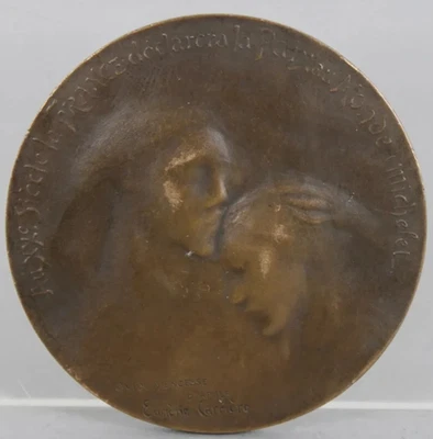 Médaille Bronze Ovide Yencesse Tendresse d'aprés Eugéne Carriére - Photo 1/2