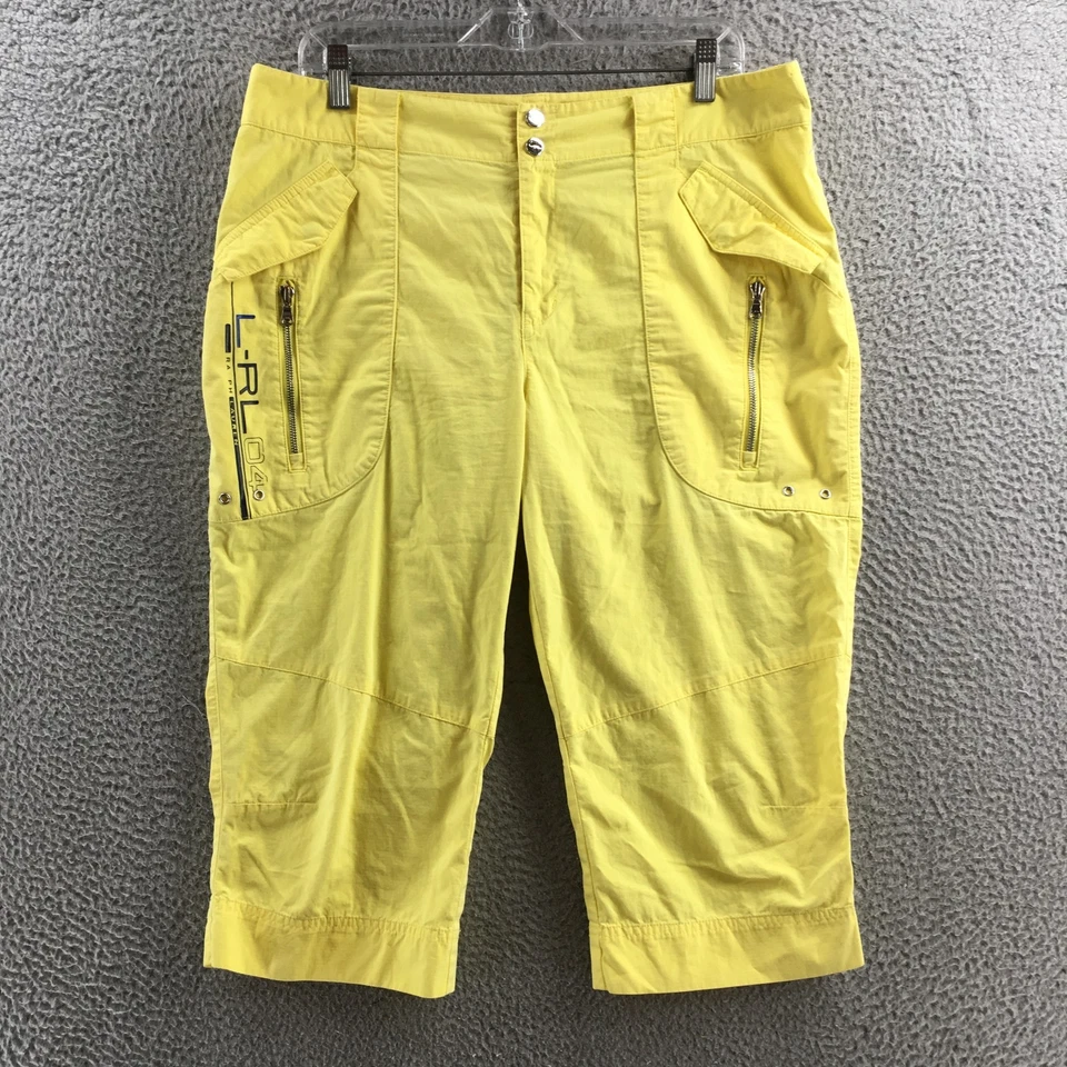 Lauren Ralph Lauren Active Cargo Short Womens 12 Yellow Cotton Blend High Rise - Image 1 of 4