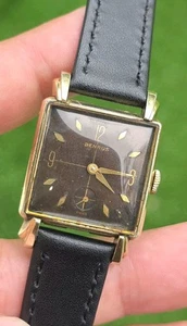 Vintage Benrus Crosshair Brown Dial Cal DM21 Men's 26mm Wind Up Tank Watch - Picture 1 of 23
