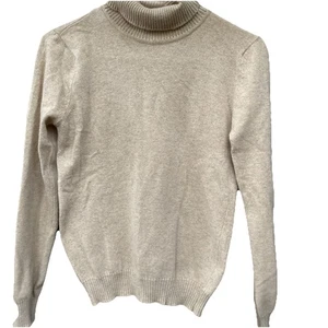 Vintage Robert Maynard Women’s Sweater 100% Cashmere Tan Turtle Neck Scotland - Picture 1 of 9
