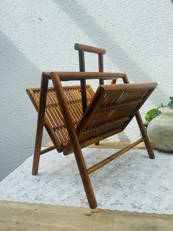 Porte-revues Vintage Pliable en Bambou Magasines Journaux - Photo 1/4