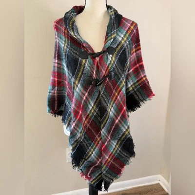 Chal a Cuadros Envoltura Imitación Cuero Cuentas Botones de Palanca Rojo Amarillo Azul Verde OSFM Foto 1 de 4