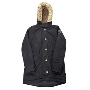 Abercrombie Fitch schwarzer Parka mit Kunstfellfutter Kapuze Winterjacke Damen Small - Bild 1 von 6