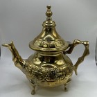 Vintage Handcrafted Diamant Moroccan Gold Brass Traditional Teapot Tea