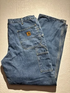 Salopette Carhartt Denim Fit Foderata in Pile Jeans da Carpentiere B200 DST Uomo 38X32 - Foto 1 di 19