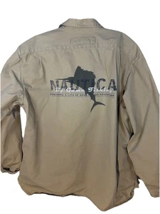 Nautica Shacket Jacket Pullover 1/4 Zip Shirt Big Game Fishing Mens LARGE VTG 90 - Picture 1 of 11