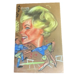 Caricatura vintage disegno pastello fumetto divertente donna che gioca a calcio numero "36" - Foto 1 di 8