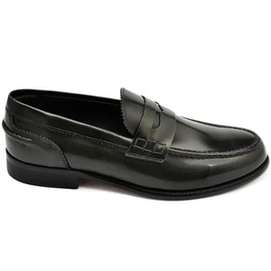 Scarpe uomo mocassino verde abrasivato cucitura fondo cuoio sottile made in ital - Foto 1 di 8