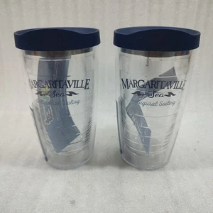 Margaritaville Tervis Tumbler 16 Oz Lot Of 2 New Blue With Lid - Picture 1 of 4