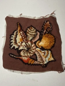 1978 Gems from the Sea Shells 12 x 12 Sunset Needlepoint Kit #6100 Completed - Picture 1 of 16
