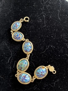 Vintage Accessocraft NYC Multi Color Glass goldtone Bracelet - Picture 1 of 7
