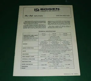 Original Bogen Modelo CHS - 35A / 60A / 100A Manual - Imagen 1 de 1