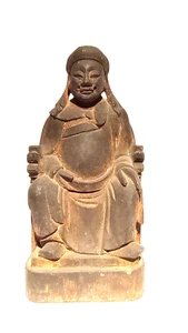 Chinese 19thc carved wood Buddhist house God sculpture - Picture 1 of 17