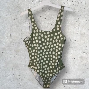 Real Essentials XL One Piece Bathing Suit Swimsuit Polkadot Pin Up Scoop Top - Picture 1 of 5