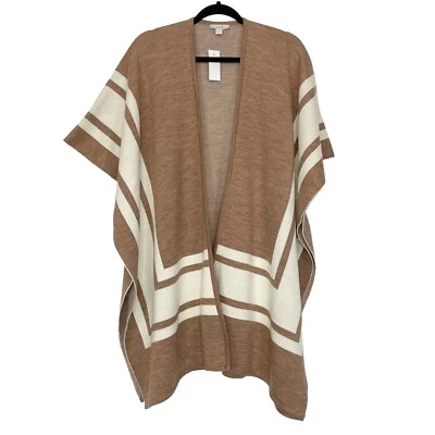 LOFT Poncho Abierto Abrigo Cárdigan Suéter Mujer M/L Borde Rayas Minimalista Nuevo con Etiquetas Foto 1 de 4