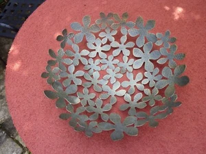 John Rocha Hammered Gun Metal Fruit Bowl. Leaf Floral 33cm Diameter 7cm Tall. - Picture 1 of 7