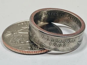 Nebraska Coin Ring USA State Quarter 25 Cents Handmade Vintage Custom Jewelry - Picture 1 of 12