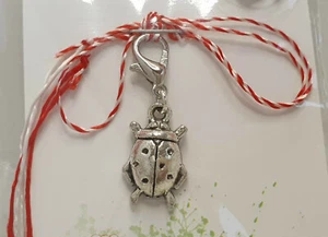 Amuleto de la suerte Martisor, Charm, colgante como escarabajo de metal, hecho a mano - Imagen 1 de 3