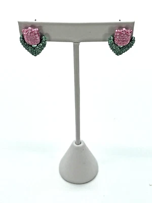 Betsey Johnson Pink Pave Rhinestone Tulip Flower Stud Earrings NIB - Image 1 of 4