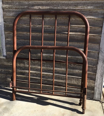 Antique Iron Bed Frame Vintage Great for Flower Bed, Garden or Home Decor * Cover