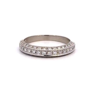 14K White Gold Diamond Wedding/Anniversary Band 3.4mm, Ring Size 5.75+ - J521 - Picture 1 of 9